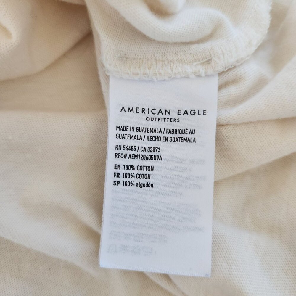AE Band Tee American Eagle Rolling Stones Graphic Cream Floral Retro Casual Boho - Picture 6 of 8